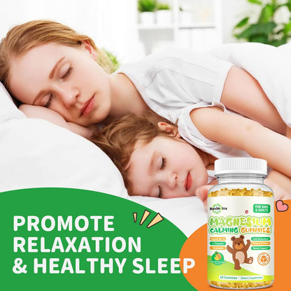 Magnesium Gummibärchen für Kinder - Magnesium Glycinat Gummis mit L-Theanin, Vitamin B6, D3 für Erwachsene & Kinder, Beruhigendes Magnesium für Schlaf, Entspannung, Gehirn, Knochen, Zuckerfrei, Ananas 60 Stück
