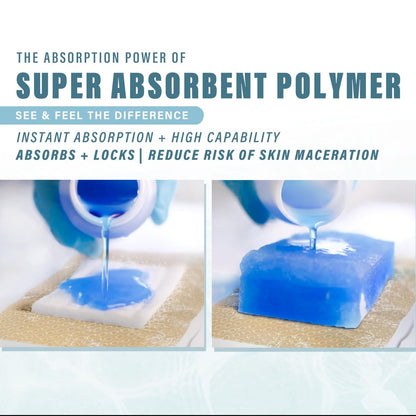 EVERLIT Super Absorbierender Polymer Wundverband | Silikon-Selbstklebeverbände mit Ultrasorb-Matrix für hohe Retention | 10x10 cm sterile Klebeverbände, Packung mit 10 Stück