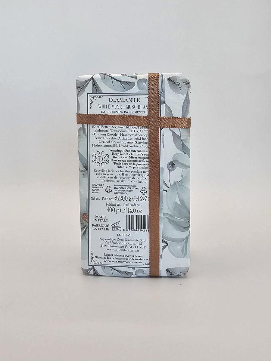 Weißer Moschus Fein Triple Milled Seifenstücke, Doppelpack, 198 g pro Stück, aus Italien