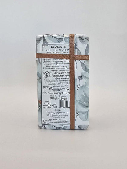 Weißer Moschus Fein Triple Milled Seifenstücke, Doppelpack, 198 g pro Stück, aus Italien