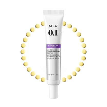 Anua Retinol 0.1 Caffeine Revitalizing Eye Cream – Leichte Formel gegen dunkle Augenringe & Schwellungen, feuchtigkeitsspendend für empfindliche Haut, koreanische Hautpflege, 31 ml