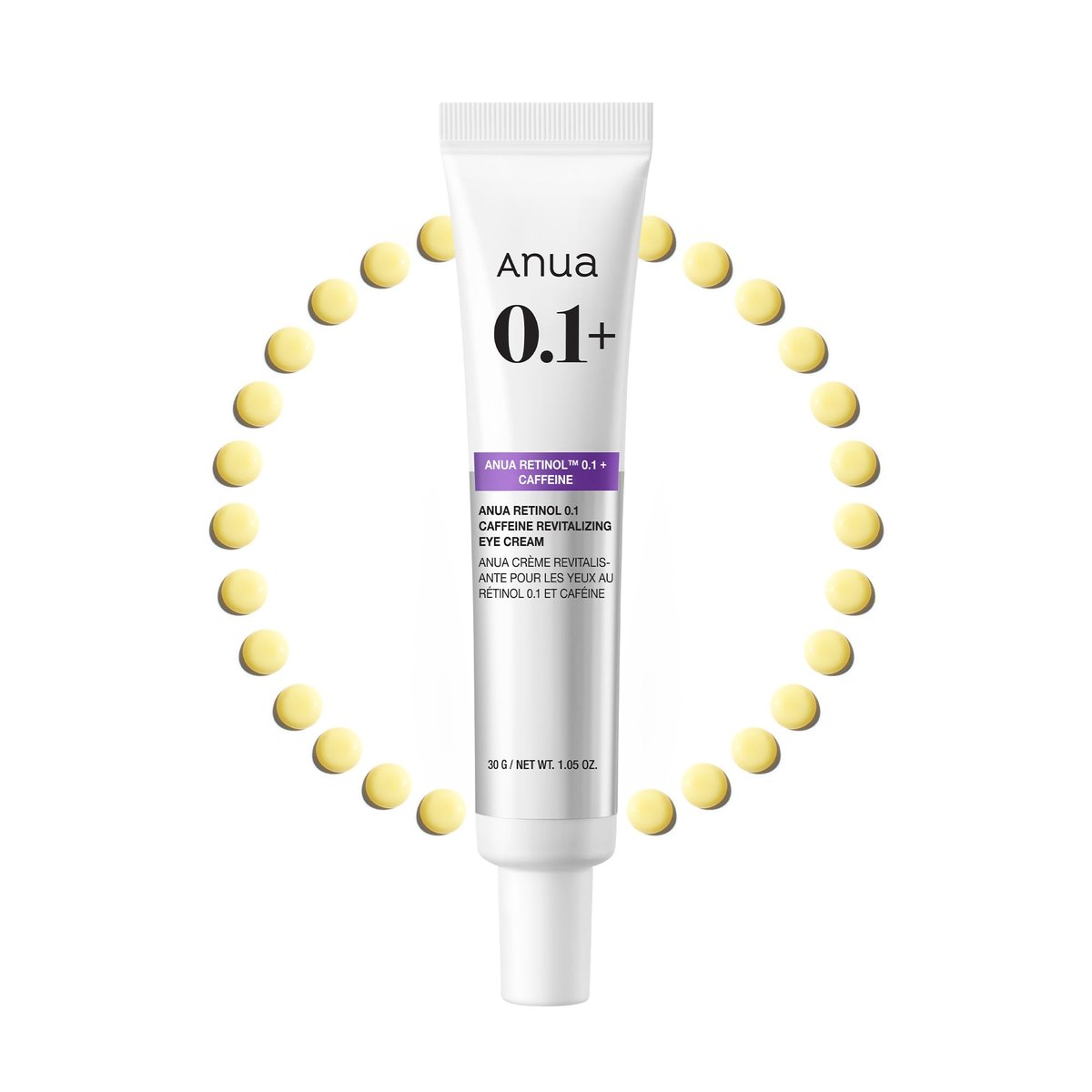 Anua Retinol 0.1 Caffeine Revitalizing Eye Cream – Leichte Formel gegen dunkle Augenringe & Schwellungen, feuchtigkeitsspendend für empfindliche Haut, koreanische Hautpflege, 31 ml