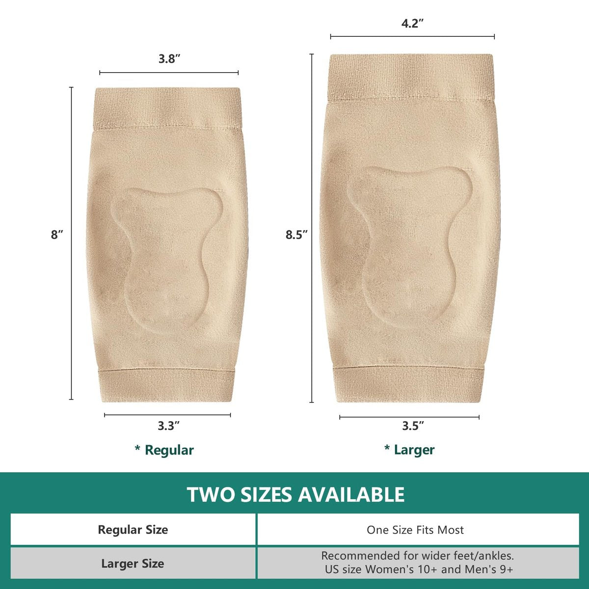 Welnove Achillessehnen-Fersenschutz Socken - Gelgepolsterte Kompressionsstrümpfe gegen Fersenschmerzen, Bursitis, trockene rissige Fersen (FSA/HSA-fähig), Beige, Regular