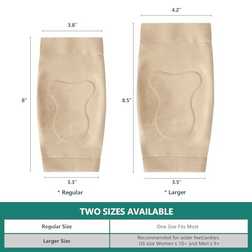 Welnove Achillessehnen-Fersenschutz Socken - Gelgepolsterte Kompressionsstrümpfe gegen Fersenschmerzen, Bursitis, trockene rissige Fersen (FSA/HSA-fähig), Beige, Regular