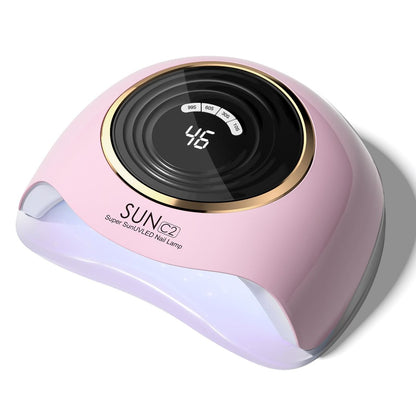 WEVILI 288W Professionelle UV-Nagellampe mit 63 LEDs – Schnellste Gel-Nageltrocknung für Zuhause & Salon, Smart Sensor, LCD-Display & 4 Timer, Rosa Salonqualität