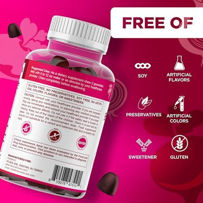 Vitamatic Rote-Bete-Gummibärchen mit B6, B12, Traubenkern, Granatapfel & Nicotinamid – Pflanzlicher Extrakt – Vegan, Nicht-GVO – Nahrungsergänzungsmittel – 60 Stück