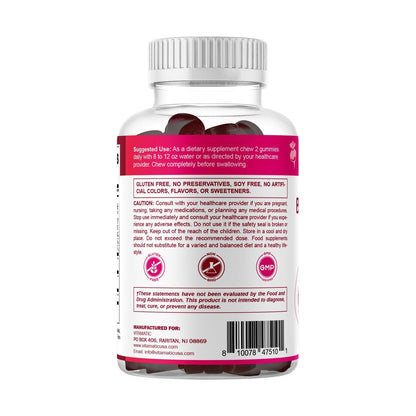 Vitamatic Rote-Bete-Gummibärchen mit B6, B12, Traubenkern, Granatapfel & Nicotinamid – Pflanzlicher Extrakt – Vegan, Nicht-GVO – Nahrungsergänzungsmittel – 60 Stück
