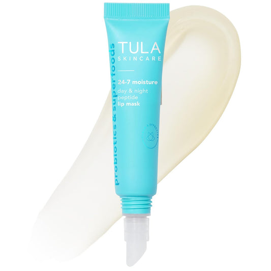 TULA Skin Care 24-7 Moisture Tag- & Nacht-Lippenmaske mit Peptiden – nährende Lippenpflege mit Hyaluronsäure und Vitamin E, 0,28 oz