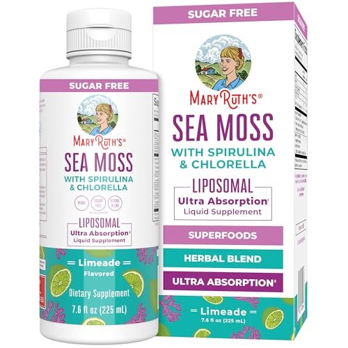 MARYRUTH'S Organics Sea Moss mit Spirulina und Chlorella Liposomal | Chlorophyll | Löwenzahnwurzel | Superfood | Ultimative Absorption | Vegan | Non-GMO | Glutenfrei | 7,6 fl oz | 15 Portionen