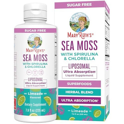 MARYRUTH'S Organics Sea Moss mit Spirulina und Chlorella Liposomal | Chlorophyll | Löwenzahnwurzel | Superfood | Ultimative Absorption | Vegan | Non-GMO | Glutenfrei | 7,6 fl oz | 15 Portionen