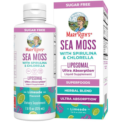 MARYRUTH'S Organics Sea Moss mit Spirulina und Chlorella Liposomal | Chlorophyll | Löwenzahnwurzel | Superfood | Ultimative Absorption | Vegan | Non-GMO | Glutenfrei | 7,6 fl oz | 15 Portionen