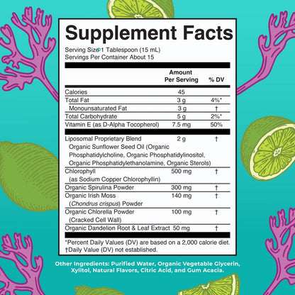 MARYRUTH'S Organics Sea Moss mit Spirulina und Chlorella Liposomal | Chlorophyll | Löwenzahnwurzel | Superfood | Ultimative Absorption | Vegan | Non-GMO | Glutenfrei | 7,6 fl oz | 15 Portionen