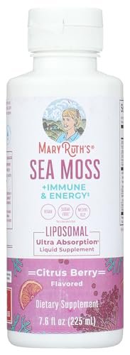 MARYRUTH'S Organics Sea Moss + Immun- & Energie-Liposomal | Irisches Meermoos | Vitamin B12 | Vitamin E | Holunderbeere | Hagebuttenöl | Orangenöl | Immununterstützung | Vegan | Zuckerfrei | 7,6 oz