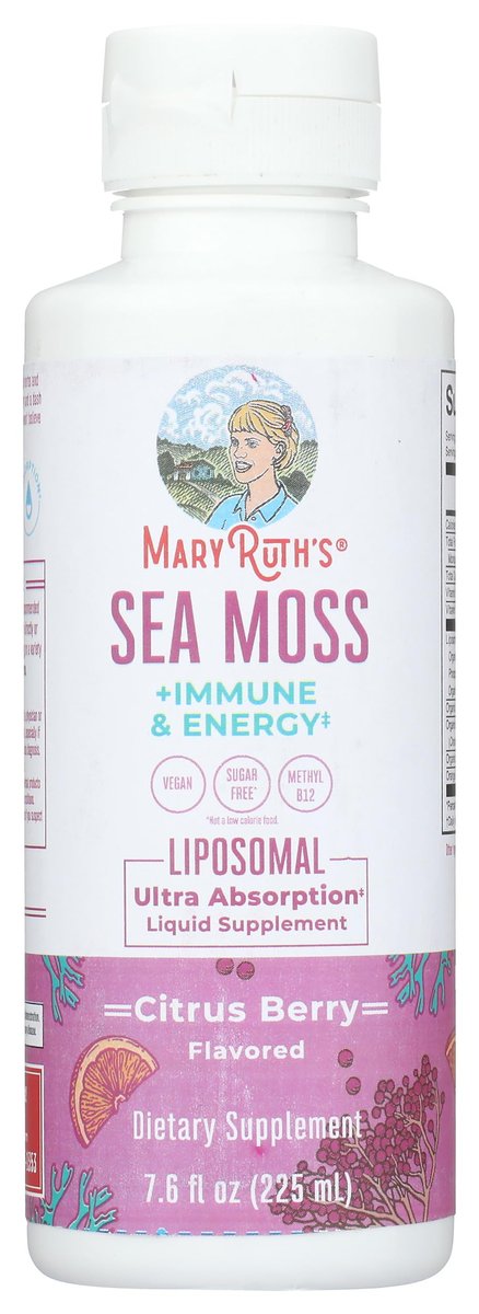 MARYRUTH'S Organics Sea Moss + Immun- & Energie-Liposomal | Irisches Meermoos | Vitamin B12 | Vitamin E | Holunderbeere | Hagebuttenöl | Orangenöl | Immununterstützung | Vegan | Zuckerfrei | 7,6 oz