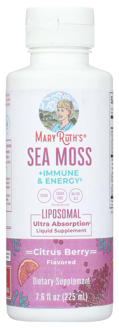 MARYRUTH'S Organics Sea Moss + Immun- & Energie-Liposomal | Irisches Meermoos | Vitamin B12 | Vitamin E | Holunderbeere | Hagebuttenöl | Orangenöl | Immununterstützung | Vegan | Zuckerfrei | 7,6 oz