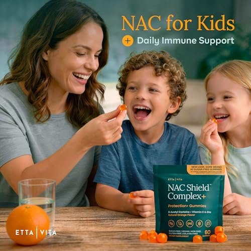 Zuckerfreie NAC Gummis (Immununterstützungskomplex) N-Acetylcystein, Vitamin C & Zink – Unterstützt Atemwegsgesundheit, Leberreinigung & Nierenfunktion – NAC Nahrungsergänzung für Kinder und Erwachsene – Vegan