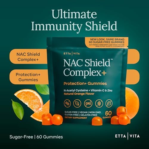 Zuckerfreie NAC Gummis (Immununterstützungskomplex) N-Acetylcystein, Vitamin C & Zink – Unterstützt Atemwegsgesundheit, Leberreinigung & Nierenfunktion – NAC Nahrungsergänzung für Kinder und Erwachsene – Vegan