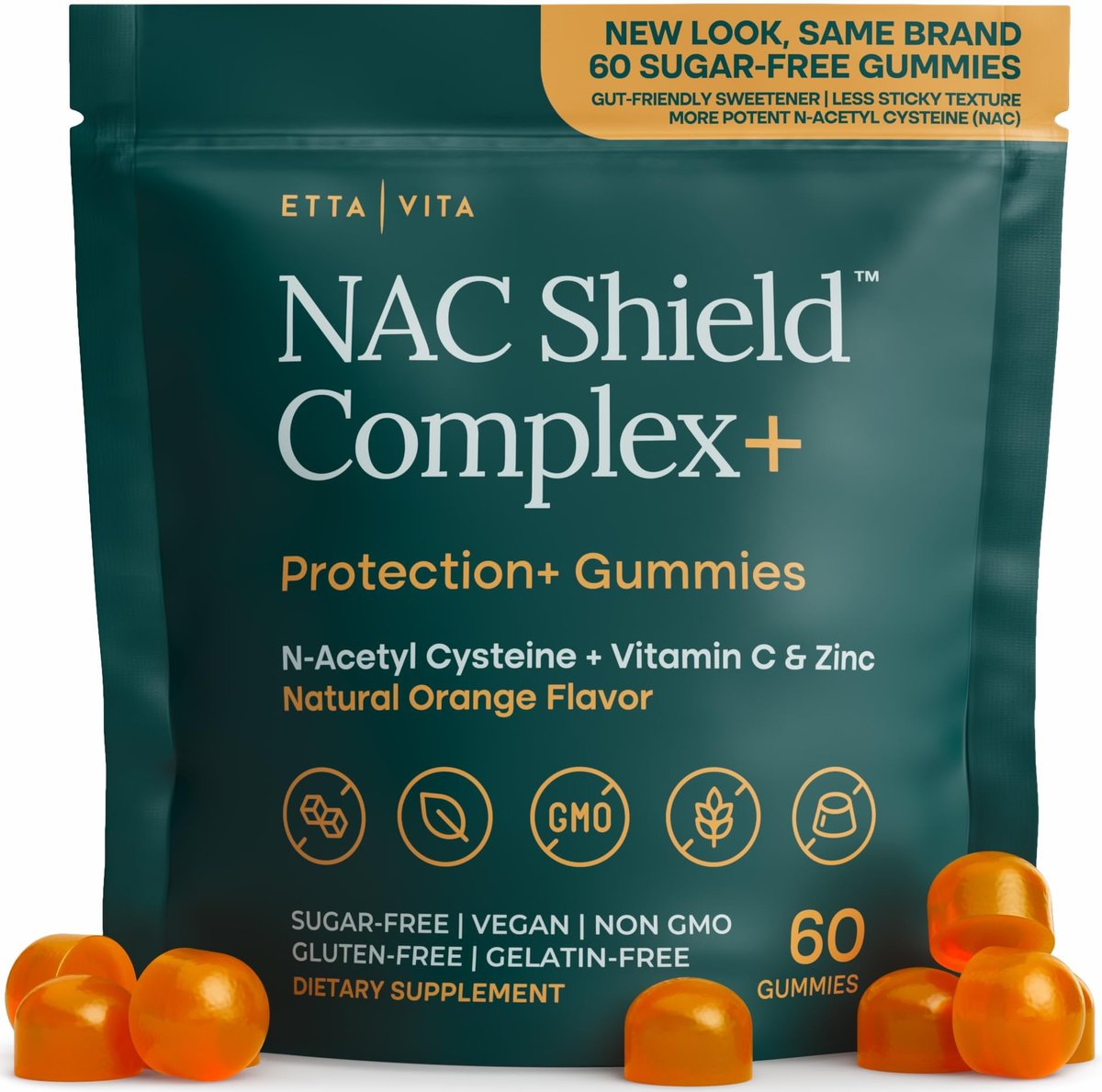 Zuckerfreie NAC Gummis (Immununterstützungskomplex) N-Acetylcystein, Vitamin C & Zink – Unterstützt Atemwegsgesundheit, Leberreinigung & Nierenfunktion – NAC Nahrungsergänzung für Kinder und Erwachsene – Vegan