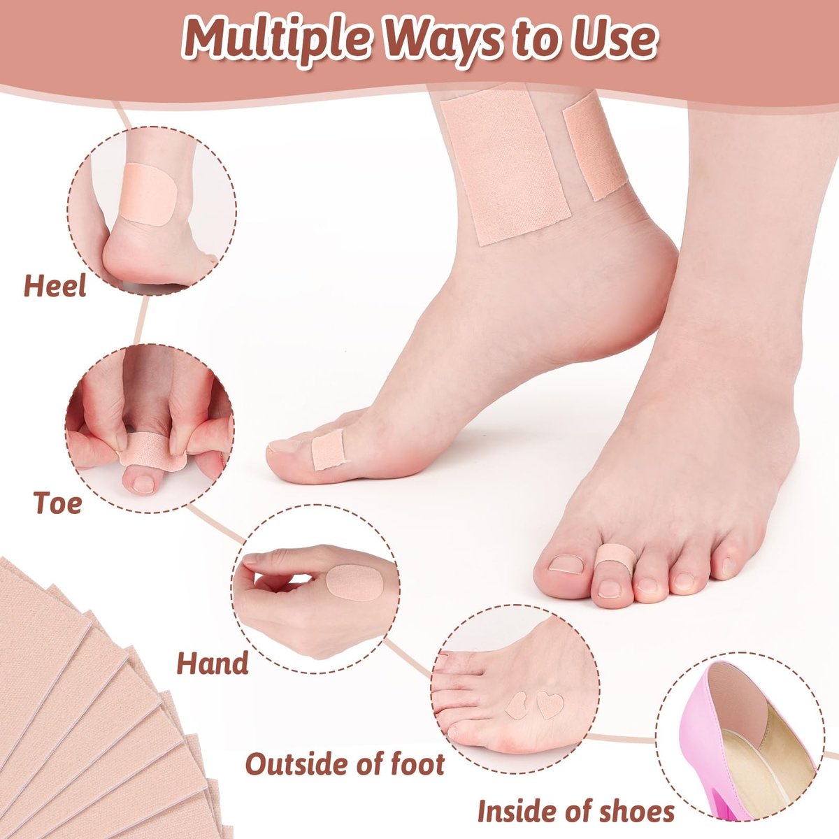 Shynek 45 Blätter Moleskin für Füße – Blasenpflaster, hautfreundliches Moleskin-Pad gegen Reibung, für Wanderschuhe, zur Blasenprävention (Hellbraun)