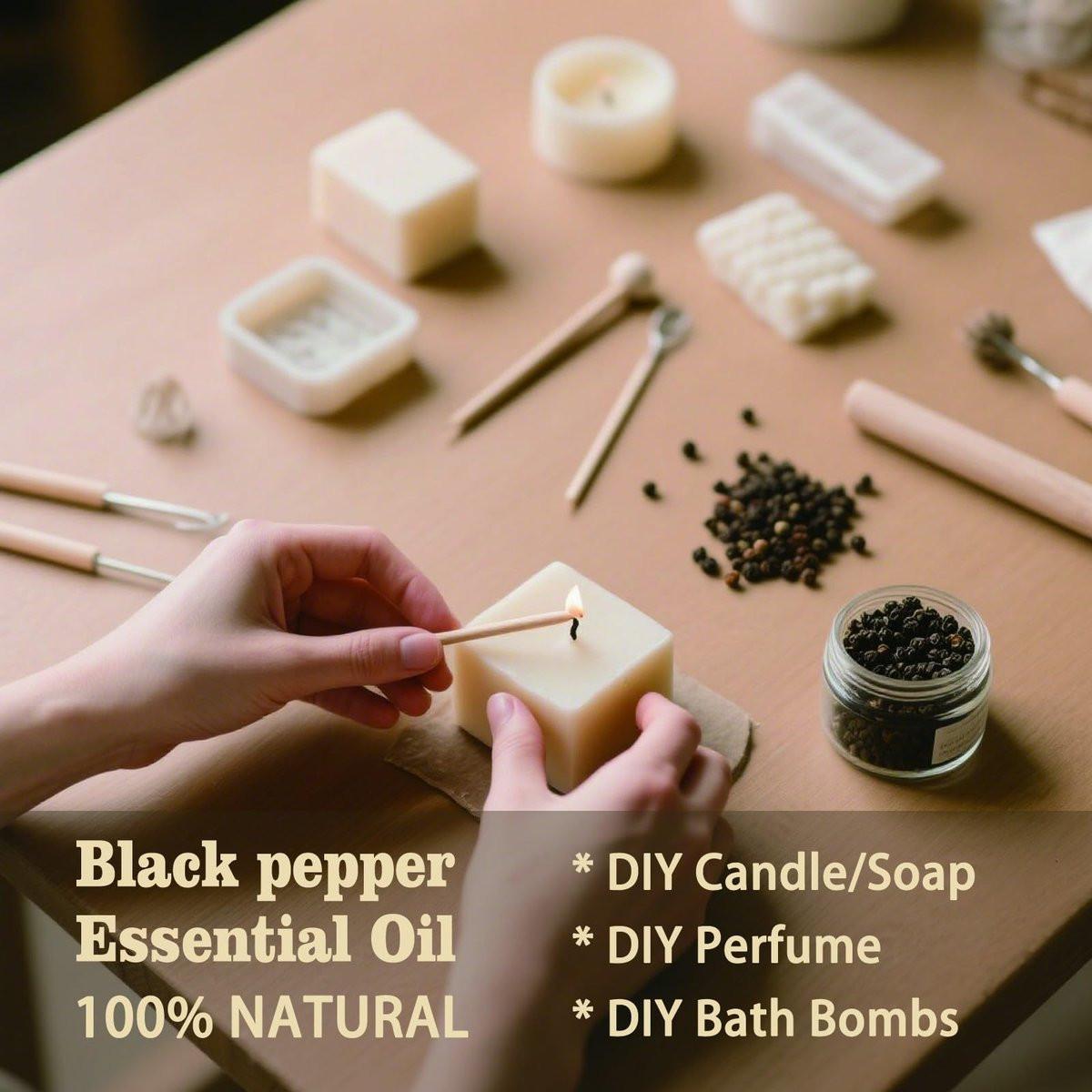 Schwarzer Pfeffer Ätherisches Öl – MLYNKL Black Pepper Öl für Massage, Diffuser, Luftbefeuchter, DIY Kerzen, Seife, Energie, Fokus, geschenkbereit (130 ml / 4,33 fl oz)