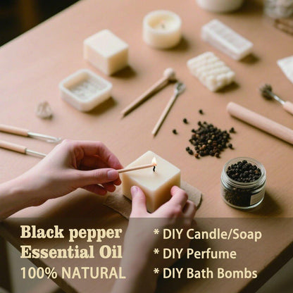 Schwarzer Pfeffer Ätherisches Öl – MLYNKL Black Pepper Öl für Massage, Diffuser, Luftbefeuchter, DIY Kerzen, Seife, Energie, Fokus, geschenkbereit (130 ml / 4,33 fl oz)