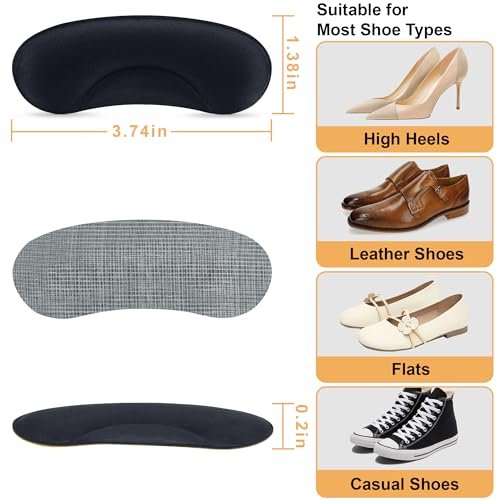 6 Paar Fersengriffe für lose Schuhe - Halbgrößen-Reduzierer, Anti-Rutsch & Blasenprävention für Absätze - Passend für High Heels, Flats, Sneaker, Loafer & Business-Schuhe
