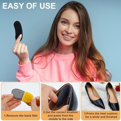 6 Paar Fersengriffe für lose Schuhe - Halbgrößen-Reduzierer, Anti-Rutsch & Blasenprävention für Absätze - Passend für High Heels, Flats, Sneaker, Loafer & Business-Schuhe