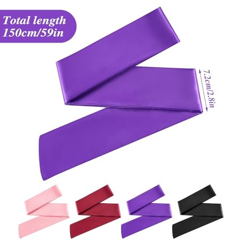 Oruola 4er-Pack Schlafmasken für Erwachsene – Lichtblockierende, verstellbare Satin-Augenmasken für Schlaf, Reisen, Yoga, Meditation (150 cm) – Mehrfarbig: Weinrot & Schwarz + Rein Schwarz + Rein Pink + Rein Lila
