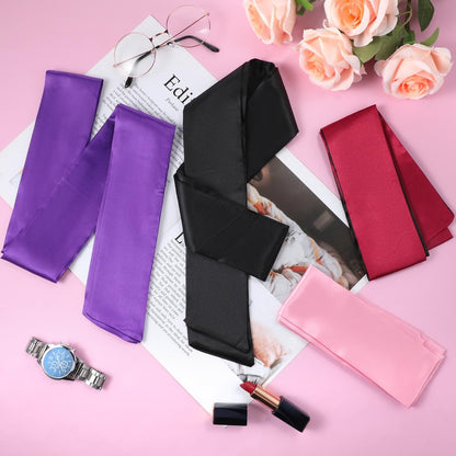 Oruola 4er-Pack Schlafmasken für Erwachsene – Lichtblockierende, verstellbare Satin-Augenmasken für Schlaf, Reisen, Yoga, Meditation (150 cm) – Mehrfarbig: Weinrot & Schwarz + Rein Schwarz + Rein Pink + Rein Lila