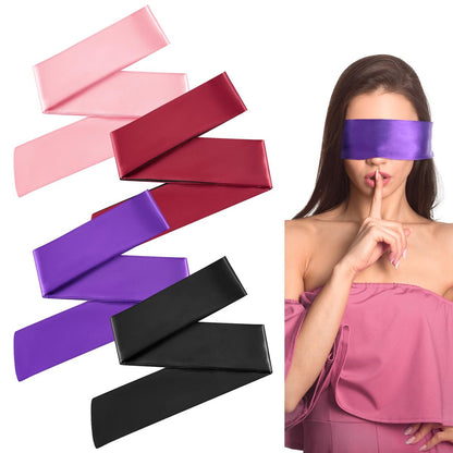 Oruola 4er-Pack Schlafmasken für Erwachsene – Lichtblockierende, verstellbare Satin-Augenmasken für Schlaf, Reisen, Yoga, Meditation (150 cm) – Mehrfarbig: Weinrot & Schwarz + Rein Schwarz + Rein Pink + Rein Lila