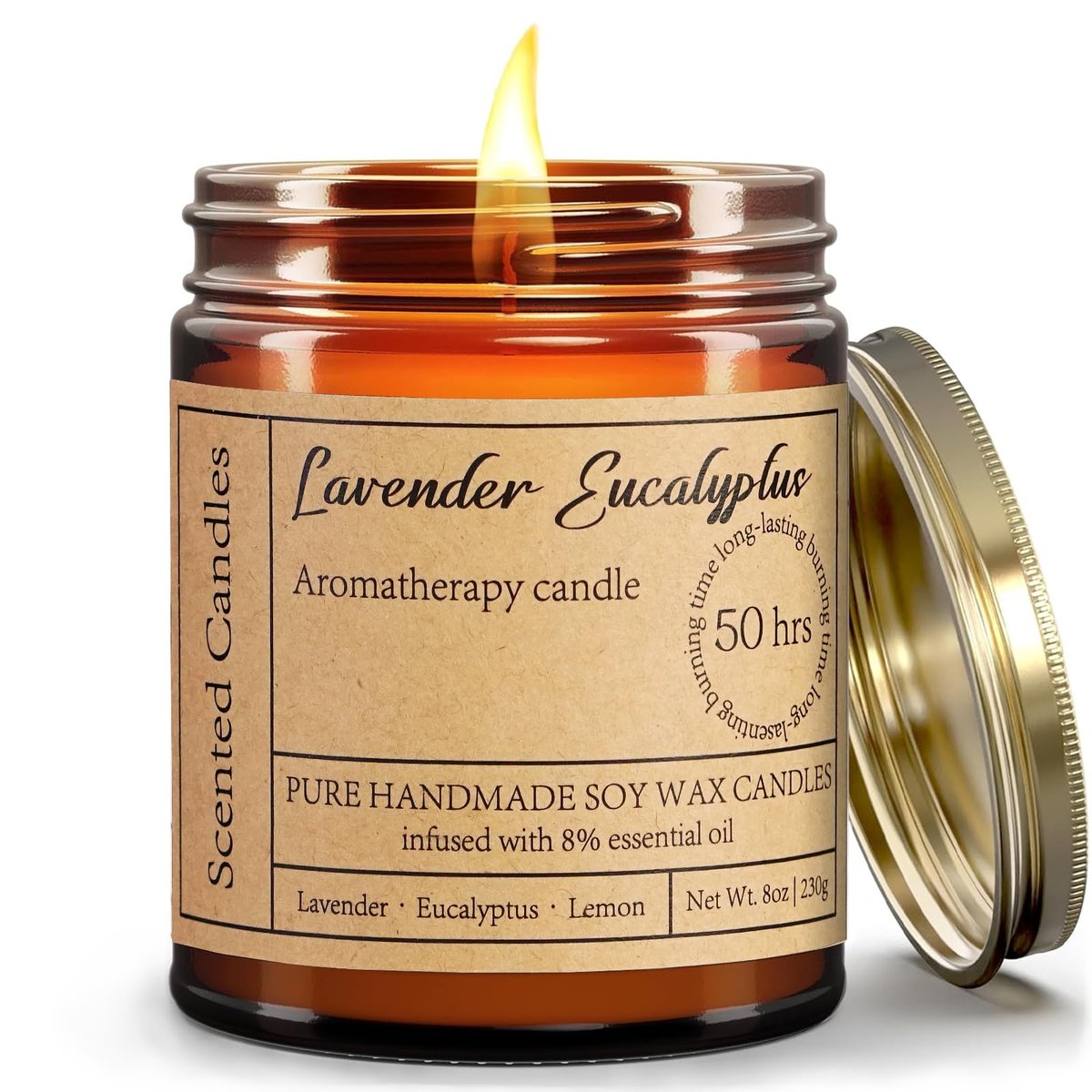 Liofeve Lavendel Eukalyptus Kerzen für Zuhause Duftend - 8oz Aromatherapie Kerzen für Entspannung Angst Stressabbau Ungiftig, Beruhigende Kerzen Geschenke für Frauen Entspannendes Bad Yoga Meditation