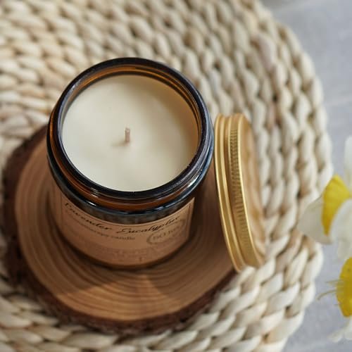 Liofeve Lavendel Eukalyptus Kerzen für Zuhause Duftend - 8oz Aromatherapie Kerzen für Entspannung Angst Stressabbau Ungiftig, Beruhigende Kerzen Geschenke für Frauen Entspannendes Bad Yoga Meditation