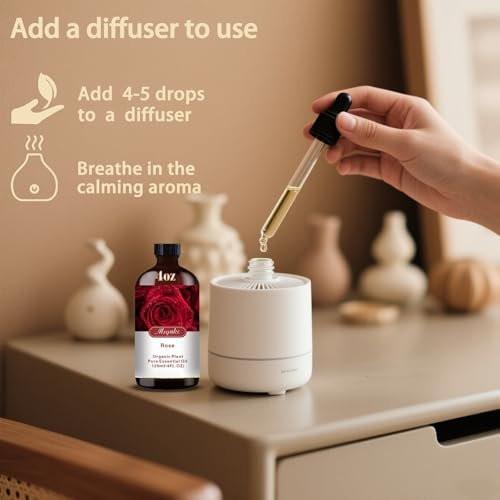 Rosenöl – Rosen-Duftöl für Hautpflege, Massage, Diffuser, Luftbefeuchter, DIY Seife, Kerzen, Bad, Yoga, Geschenk – MLYNKL Rosenöle (130 ml / 4,33 fl oz)