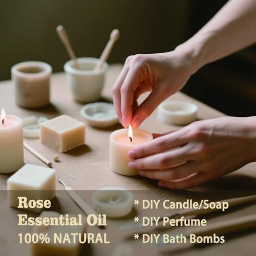 Rosenöl – Rosen-Duftöl für Hautpflege, Massage, Diffuser, Luftbefeuchter, DIY Seife, Kerzen, Bad, Yoga, Geschenk – MLYNKL Rosenöle (130 ml / 4,33 fl oz)