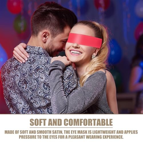 2er-Pack Satin Schlafmaske für Damen und Herren – Seidige Augenmaske für erholsamen Schlaf, Reisen, Meditation – 150 cm/59 Zoll (Schwarz + Rot)