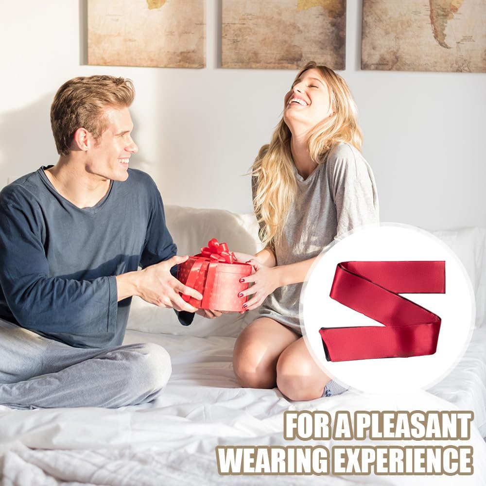 2er-Pack Satin Schlafmaske für Damen und Herren – Seidige Augenmaske für erholsamen Schlaf, Reisen, Meditation – 150 cm/59 Zoll (Schwarz + Rot)