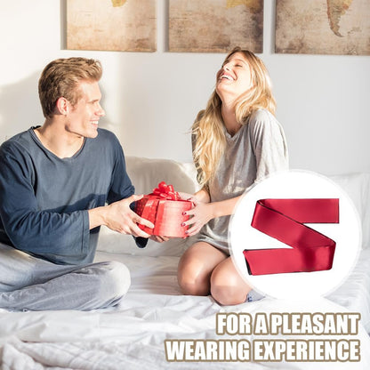 2er-Pack Satin Schlafmaske für Damen und Herren – Seidige Augenmaske für erholsamen Schlaf, Reisen, Meditation – 150 cm/59 Zoll (Schwarz + Rot)