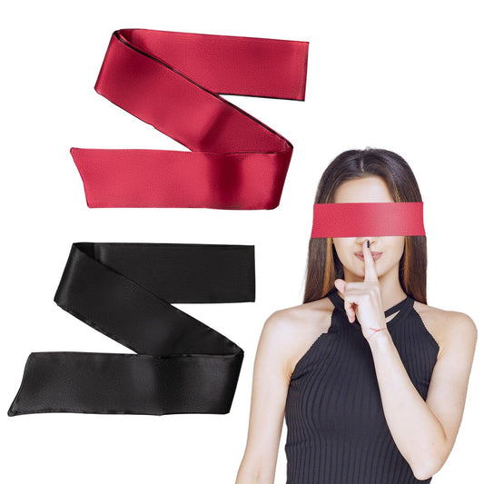 2er-Pack Satin Schlafmaske für Damen und Herren – Seidige Augenmaske für erholsamen Schlaf, Reisen, Meditation – 150 cm/59 Zoll (Schwarz + Rot)