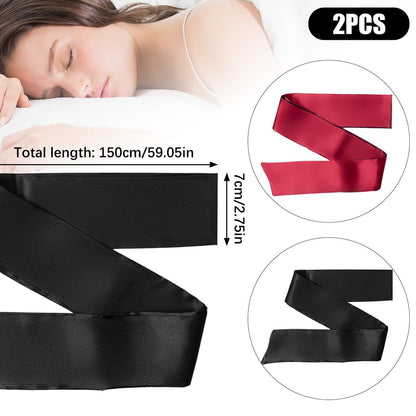2er-Pack Satin Schlafmaske für Damen und Herren – Seidige Augenmaske für erholsamen Schlaf, Reisen, Meditation – 150 cm/59 Zoll (Schwarz + Rot)
