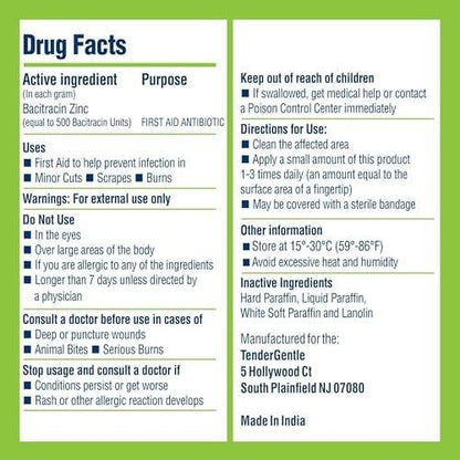 Bacitracin Antibiotische Salbe mit Zink USP – 1 oz topische Erste-Hilfe-Salbe zur Vorbeugung von Infektionen bei kleinen Schnitten, Schürfwunden und Verbrennungen