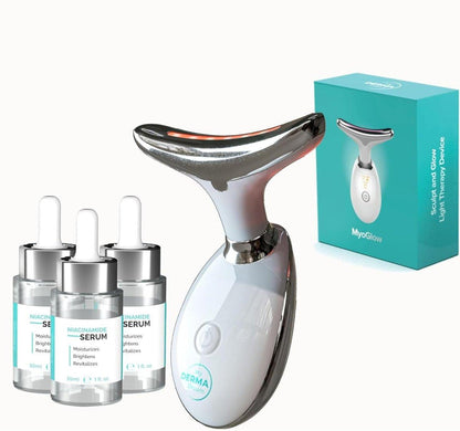 MyoGlow LED Nackenmassagegerät & 90-Tage Niacinamid Serum – Anti-Aging Set