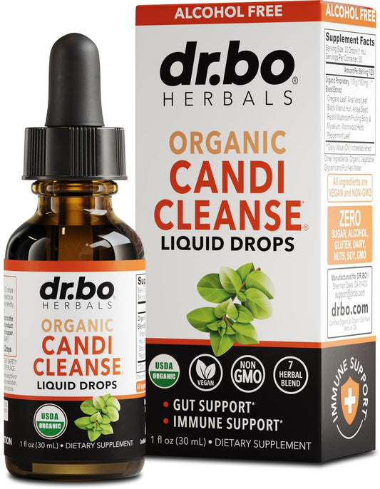 DR. BO Candi Cleanse Unterstützungstropfen - Bio Oreganoöl & Schwarze Walnuss Wermut - Extra starke Balance-Komplex, natürliche orale Darmreinigung Entgiftung 30 ml