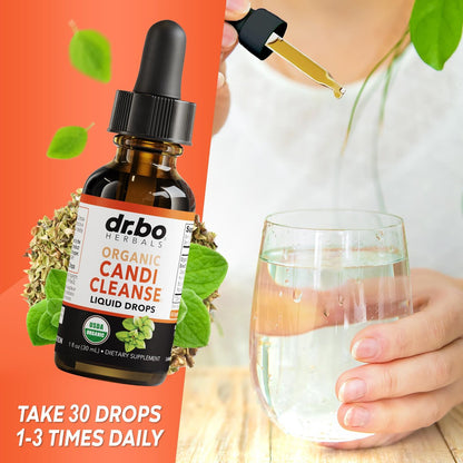 DR. BO Candi Cleanse Unterstützungstropfen - Bio Oreganoöl & Schwarze Walnuss Wermut - Extra starke Balance-Komplex, natürliche orale Darmreinigung Entgiftung 30 ml