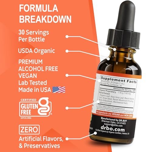 DR. BO Candi Cleanse Unterstützungstropfen - Bio Oreganoöl & Schwarze Walnuss Wermut - Extra starke Balance-Komplex, natürliche orale Darmreinigung Entgiftung 30 ml