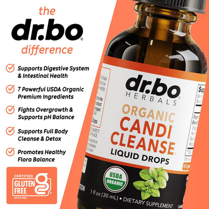 DR. BO Candi Cleanse Unterstützungstropfen - Bio Oreganoöl & Schwarze Walnuss Wermut - Extra starke Balance-Komplex, natürliche orale Darmreinigung Entgiftung 30 ml