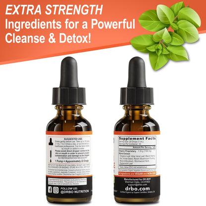 DR. BO Candi Cleanse Unterstützungstropfen - Bio Oreganoöl & Schwarze Walnuss Wermut - Extra starke Balance-Komplex, natürliche orale Darmreinigung Entgiftung 30 ml