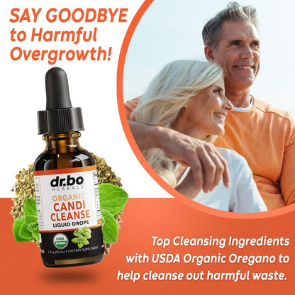 DR. BO Candi Cleanse Unterstützungstropfen - Bio Oreganoöl & Schwarze Walnuss Wermut - Extra starke Balance-Komplex, natürliche orale Darmreinigung Entgiftung 30 ml