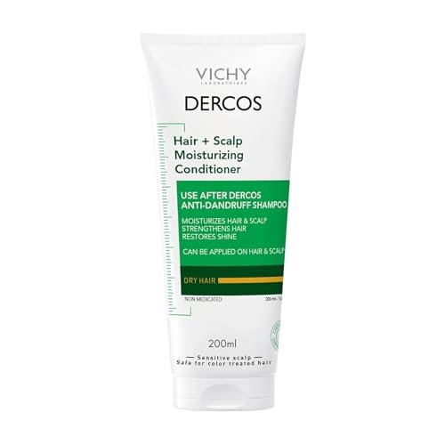 VICHY Dercos Feuchtigkeitsspendende Haar- und Kopfhautpflege-Spülung mit Glycerin, Niacinamid + Hyaluronsäure, Stärkende Pflege nach der Schuppenbehandlung, 200 ml