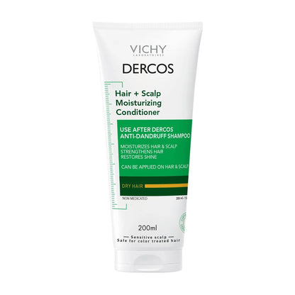 VICHY Dercos Feuchtigkeitsspendende Haar- und Kopfhautpflege-Spülung mit Glycerin, Niacinamid + Hyaluronsäure, Stärkende Pflege nach der Schuppenbehandlung, 200 ml