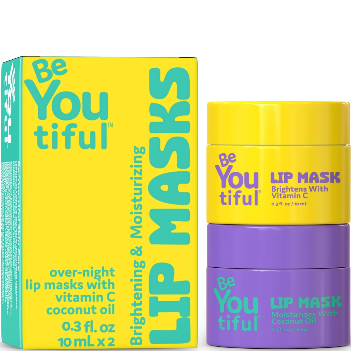 BeYOUtiful Lippenmasken Set – Hydrierende Lippenpflege für trockene, rissige Lippen, Lipgloss für Mädchen und Jungen, Hautpflege für Teenager, 2er-Pack, je 8,5 g
